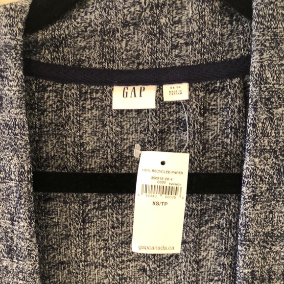 NWT GAP XS marled navy blue long open cardigan. - Picture 3 of 3